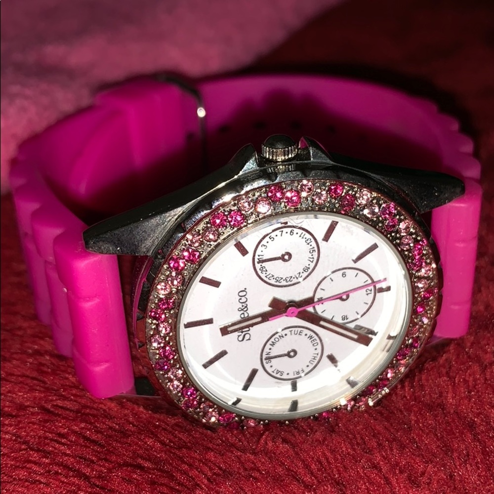 Pink Watch with pink rhinestones